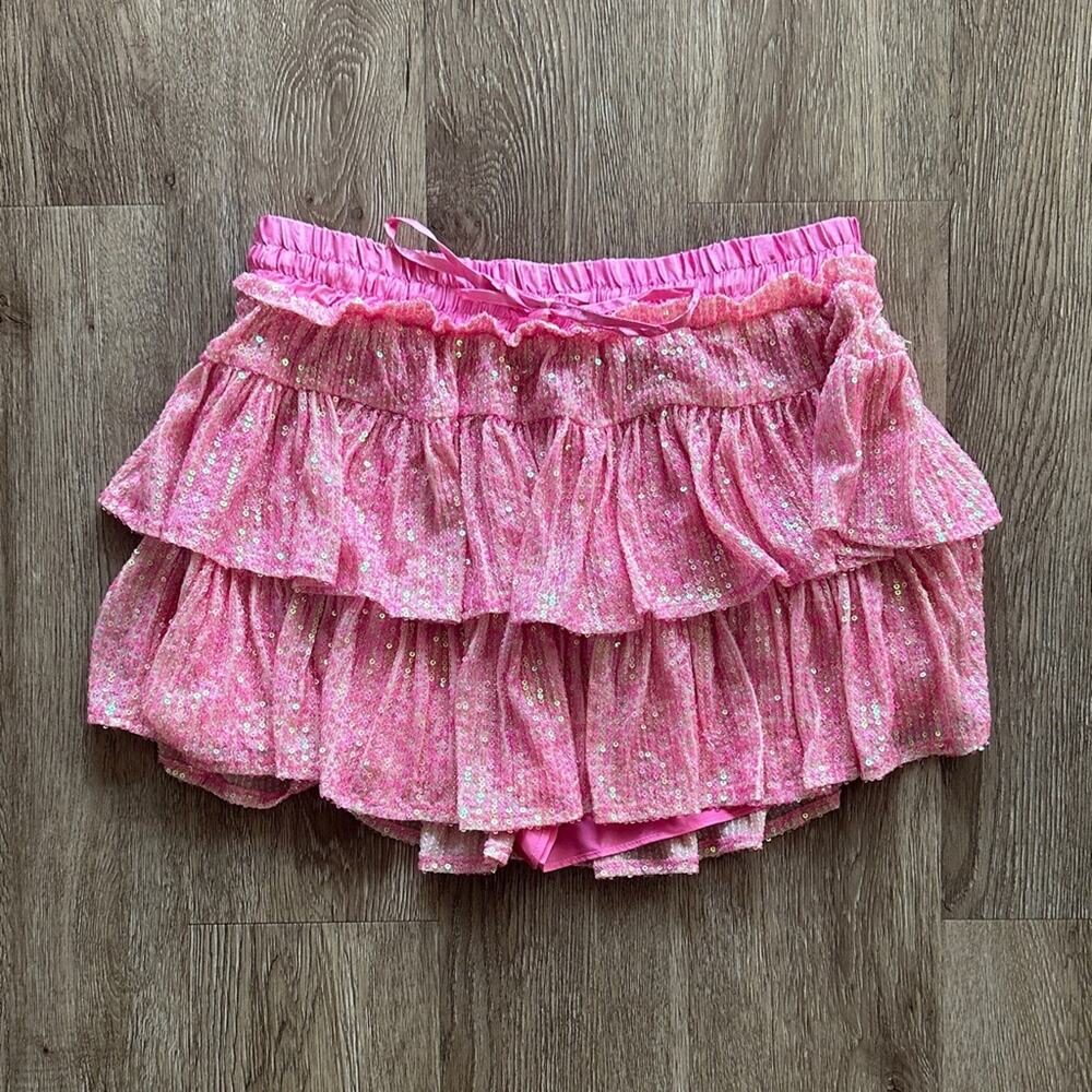 NWT‎ Day & Moon Sequin Ruffle Mini Skort Pink Women’s Size Medium